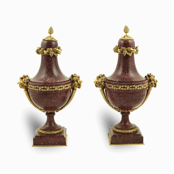 Pair of porphyry vases