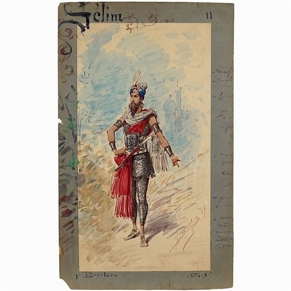 Alfredo Edel : Alfredo Edel  (Colorno 1856 - Boulogne-sur-Seine 1912)  - Asta BOZZETTI E FIGURINI  - I - Colasanti Casa d'Aste