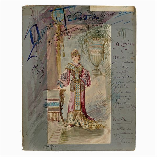 Alfredo Edel : Alfredo Edel  (Colorno 1856 - Boulogne-sur-Seine 1912)  - Asta BOZZETTI E FIGURINI  - I - Colasanti Casa d'Aste