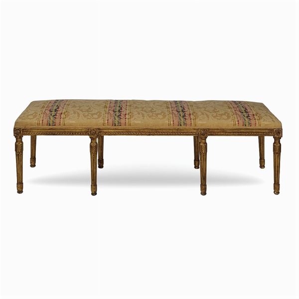 Rectangular giltwood bench  (France, late 19th century)  - Auction Fine Art From a Tuscan Property - Colasanti Casa d'Aste