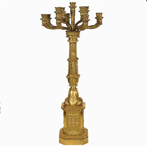 Large 13 lights bronze chandelier