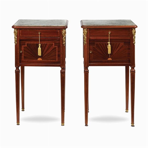 Pair of mahogany side tables