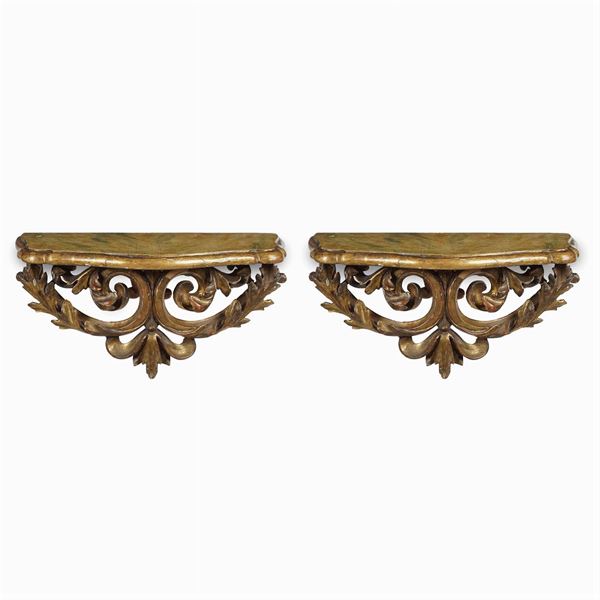 Pair of giltwood shelves  (Italy, 19th century)  - Auction Fine Art From a Tuscan Property - Colasanti Casa d'Aste