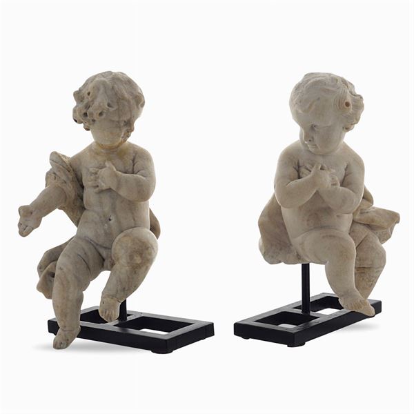 Pair of white marble sculptures
