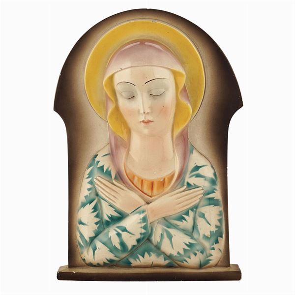 Polychrome ceramic plaque