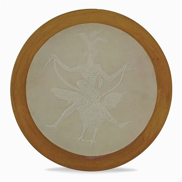 Partially enamelled ceramic plate