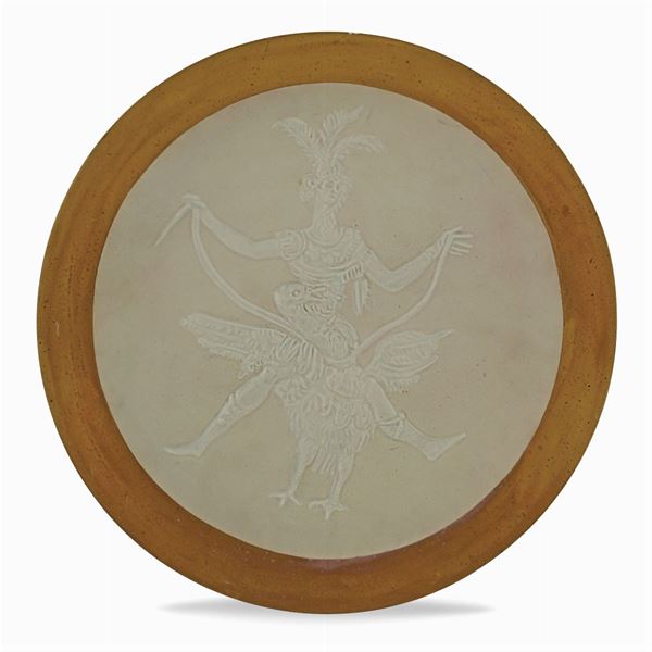 Piatto in ceramica parzialmente smaltata