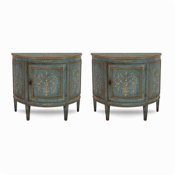 Pair of demi-lune sideboards  (Italy, old manifacture)  - Auction Fine Art From a Tuscan Property - Colasanti Casa d'Aste