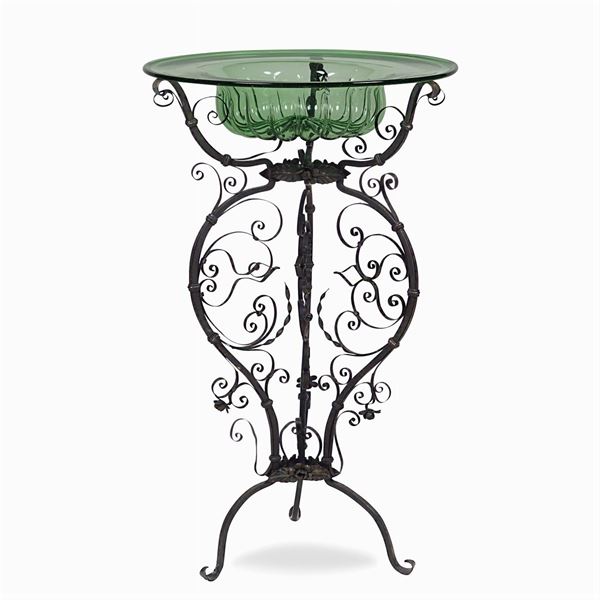 Metal and glass flower holder