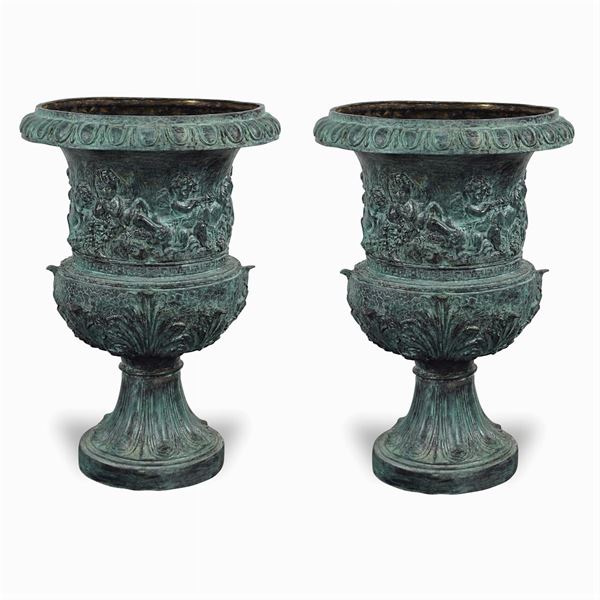 Pair of burnished bronze vases
