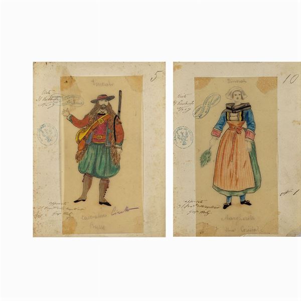 Costume sketches for "Dinorah"