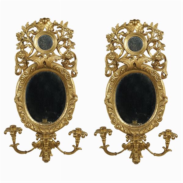 Pair of giltwood mirrors  (Italy, late 18th - early 19th century)  - Auction Fine Art From a Tuscan Property - Colasanti Casa d'Aste