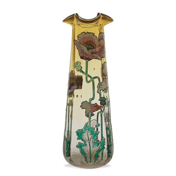 Vaso Art Nouveau a bulbo in vetro