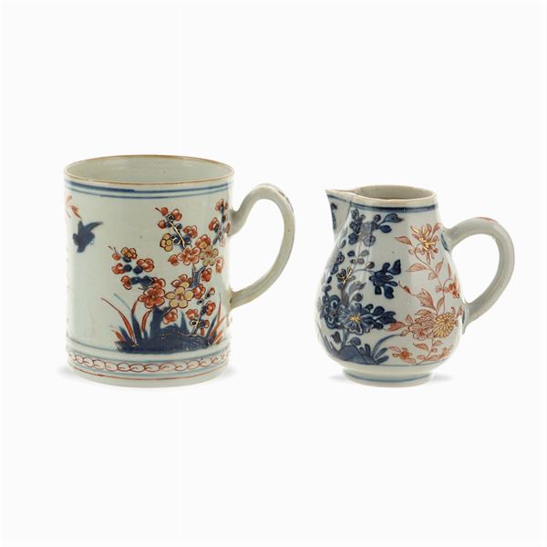 Imari porcelain mug and teapot with lid