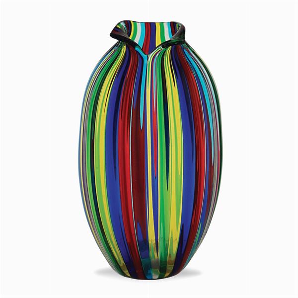 Polychrome canes glass vase