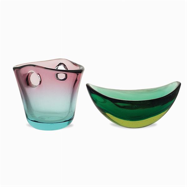 polychrome glass emptypocket and basket