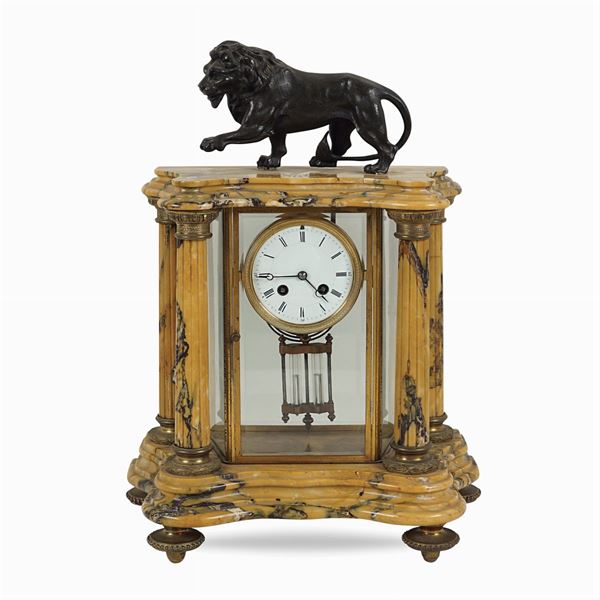 Siena marble mantel clock  (late 19th century)  - Auction Fine Art From a Tuscan Property - Colasanti Casa d'Aste