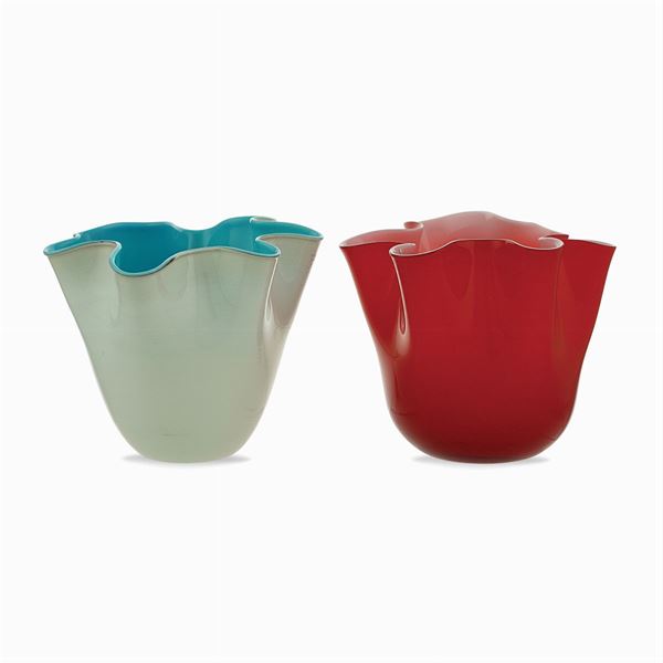 Fulvio Bianconi - Two bicolor glass vases