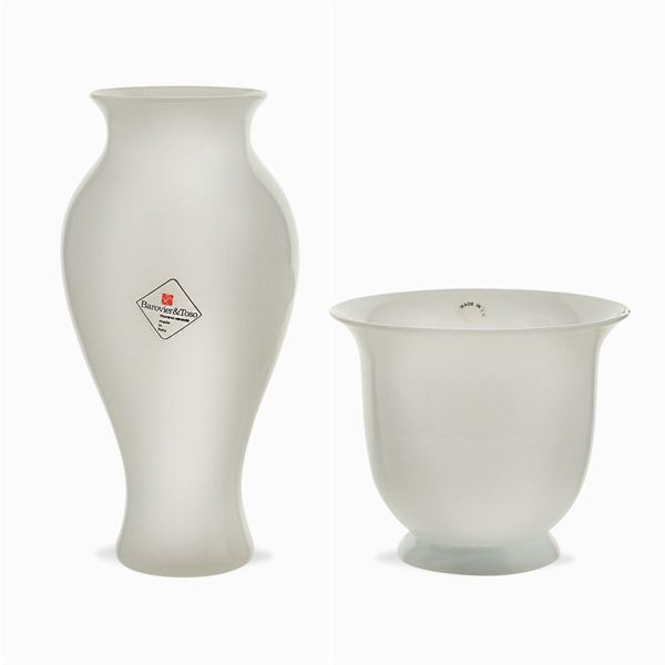 Group of two glass vases