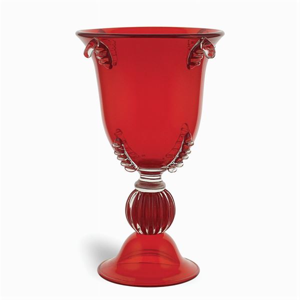 Red glass cup vase