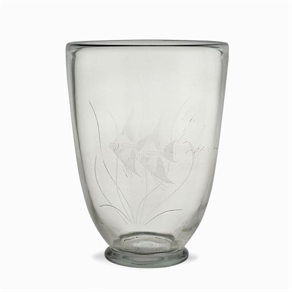 Transparent glass vase  (Italy, 20th century)  - Auction Costume and sketches - I - Colasanti Casa d'Aste