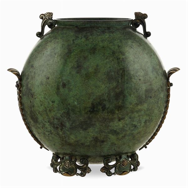 Painted metal vase