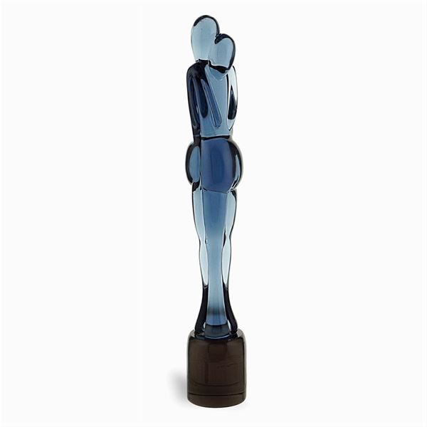 Sommerso glass sculpture in blue and purple shades