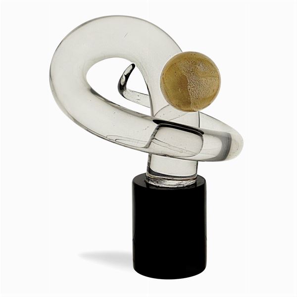 Scultura astratta in vetro e avventurina