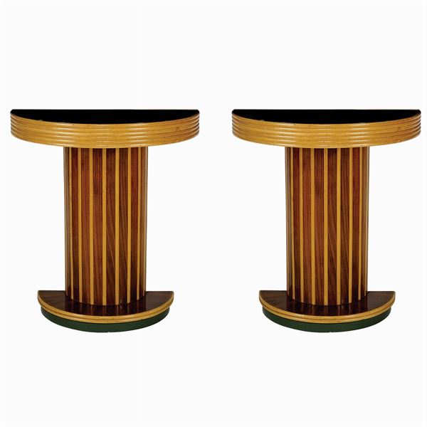 Pair of demi-lune consoles