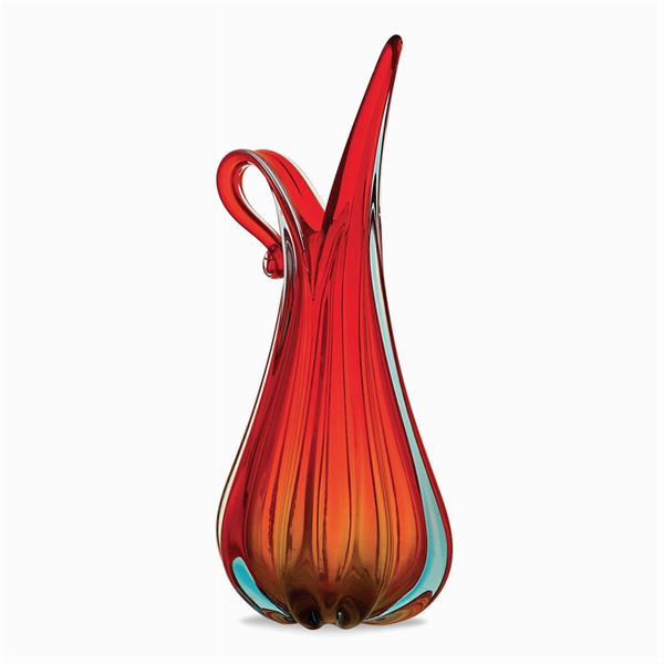 Vaso in vetro sommerso rosso