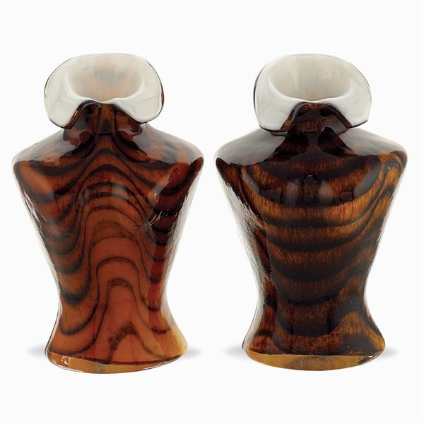 Pair of bicolor glass vases