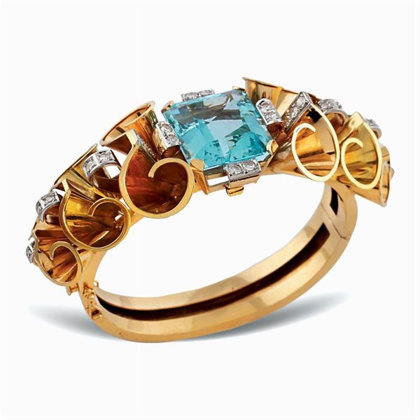 Bracciale a manetta in oro giallo e rosa 18kt