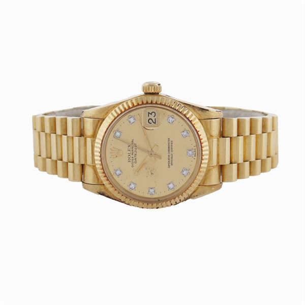 Sold at Auction: Wristwatch Rolex Oyster Perpetual Datejust 18K with  Diamonds