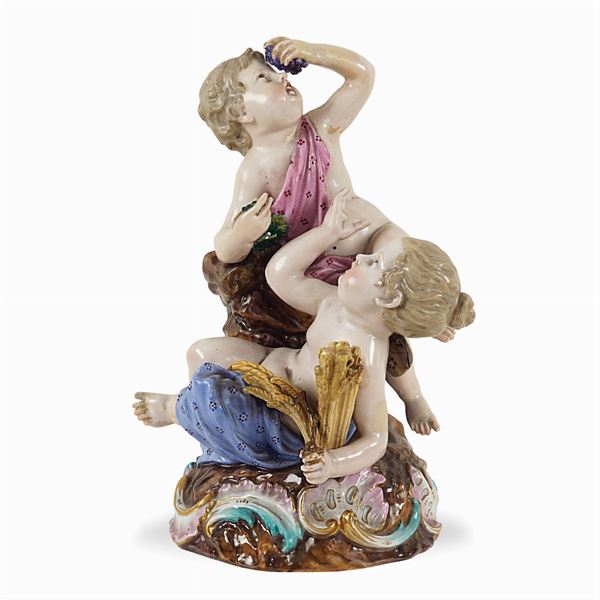 Meissen, polychrome porcelain group