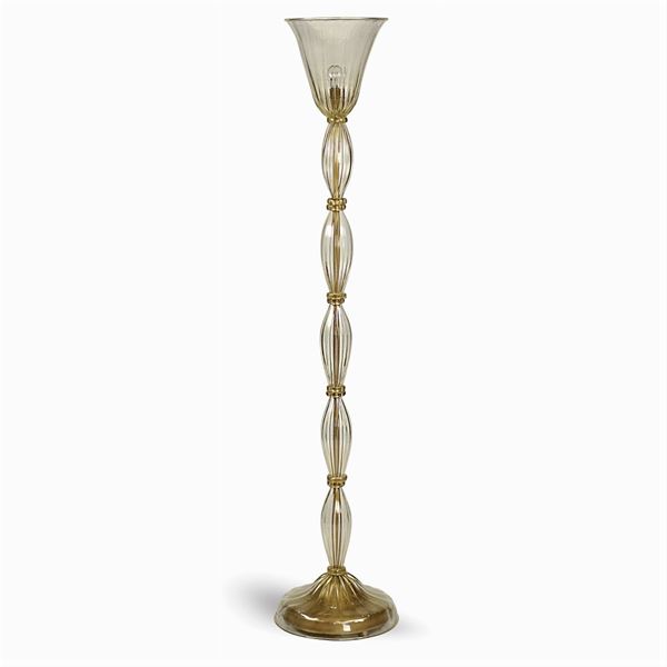 Blown glass floor lamp with aventurine inclusions