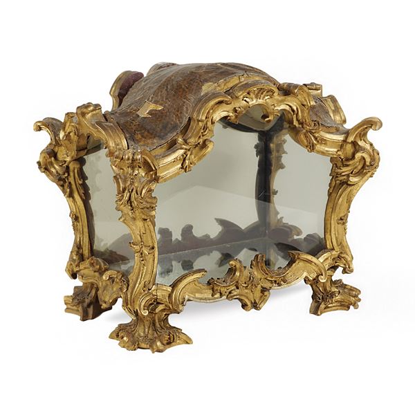 Gilded and inlaid wood case  (Rome, 18th century)  - Auction Fine Art From a Tuscan Property - Colasanti Casa d'Aste
