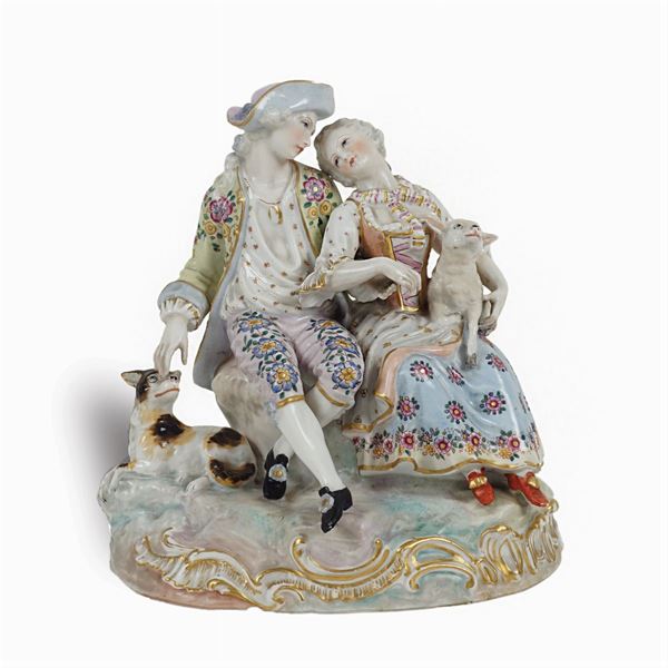 Meissen, polychrome porcelain group