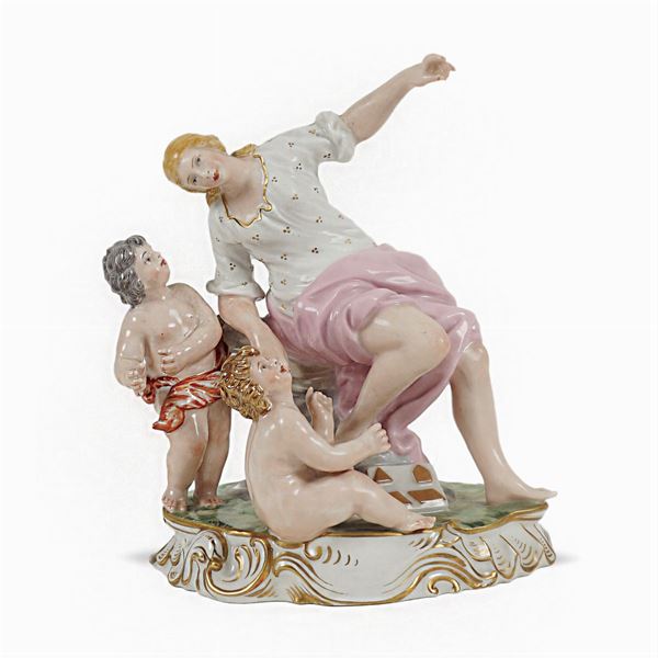 Capodimonte polychrome porcelain group