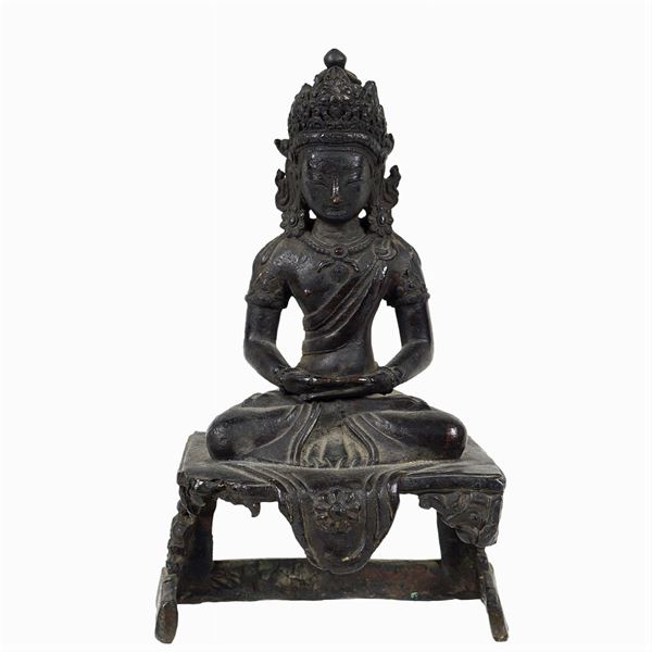 Amitayus burnished bronze figure