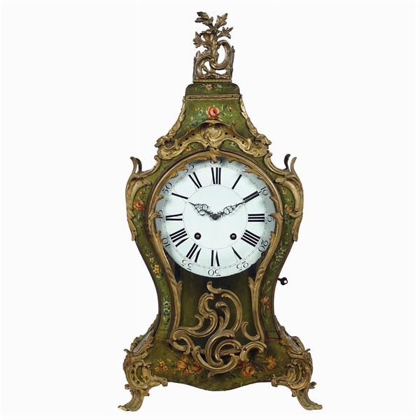 Green lacquered wood Pendule Cartel