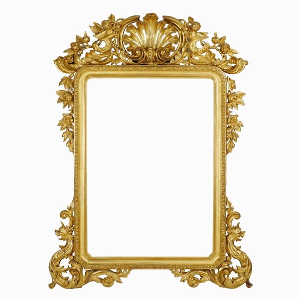 Grande specchiera in legno dorato  (Italia, XIX - XX Sec.)  - Asta FINE ART DA UNA DIMORA TOSCANA  - Colasanti Casa d'Aste