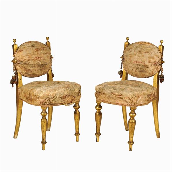 Pair of giltwood chairs  (old manifacture)  - Auction Fine Art From a Tuscan Property - Colasanti Casa d'Aste