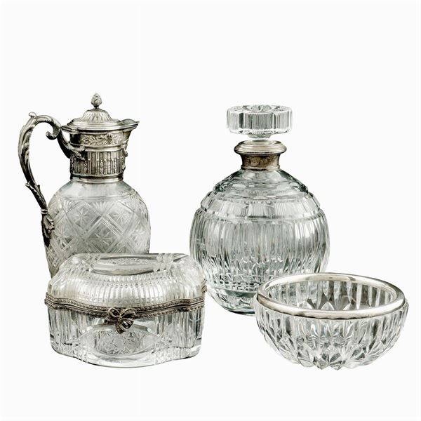 Group of 4 cut crystal and silvered metal objects  (Italy, 20th century)  - Auction Fine Silver & The Art of the Table - Colasanti Casa d'Aste