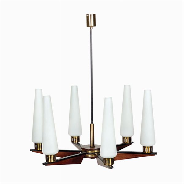 Stilnovo, six light hanging chandelier