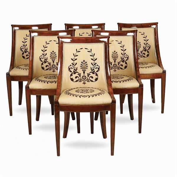 Six Carlo X style chairs