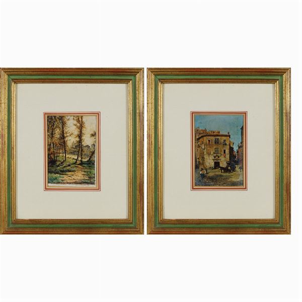 Pair of decorative prints  (20th century)  - Auction Online Timed Auction Paintings and Prints - I - Colasanti Casa d'Aste