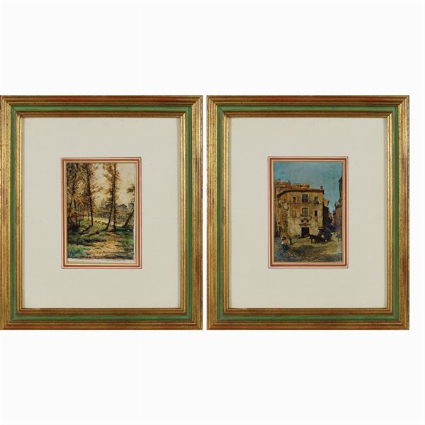 Coppia di stampe decorative