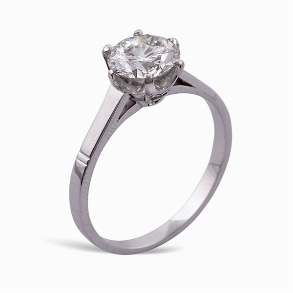 Anello solitario in oro bianco 18kt e diamante