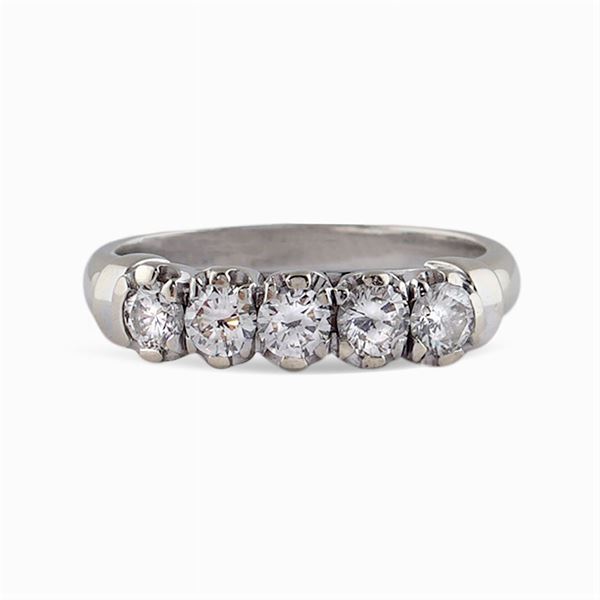 Anello riviere in oro bianco 18kt e diamanti