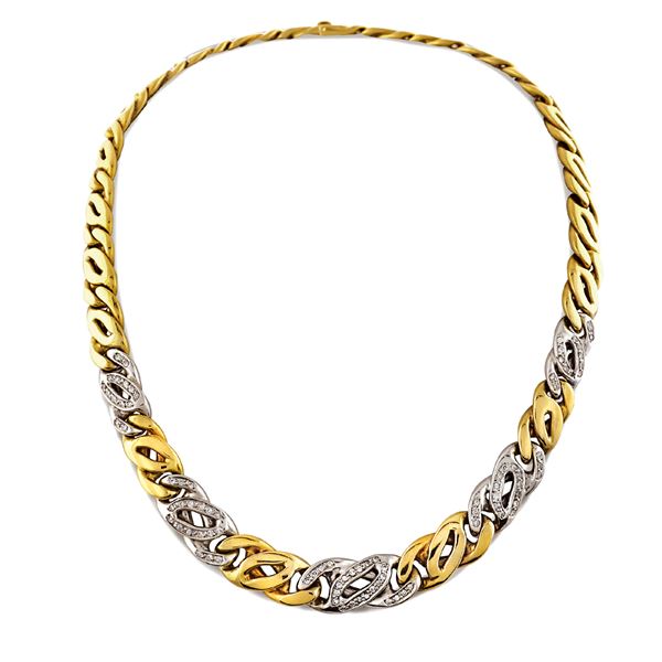 18kt two color gold collier